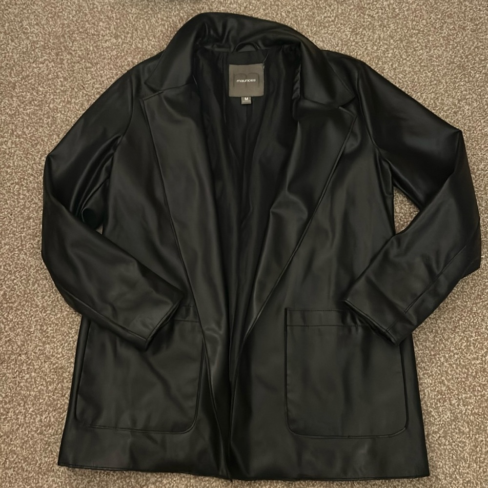 Black Leather Blazer Jacket